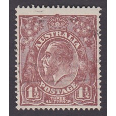 Australian    King George V   1½d Penny Half Pence Brown   Single Crown WMK  Plate Variety 3L6